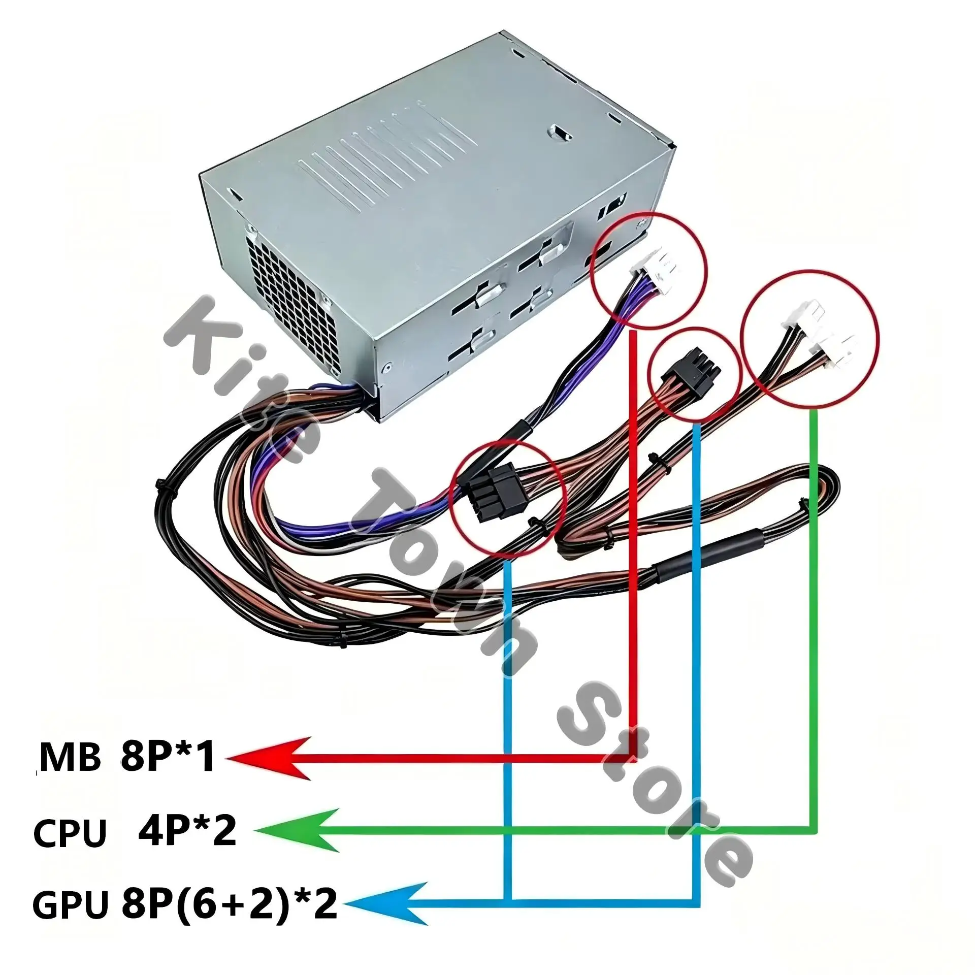New DPS-500AB-58A 500W Power Supply for Dell Inspiron 3710/3910/3991/7010/7000  8+4+4+8+8PIN