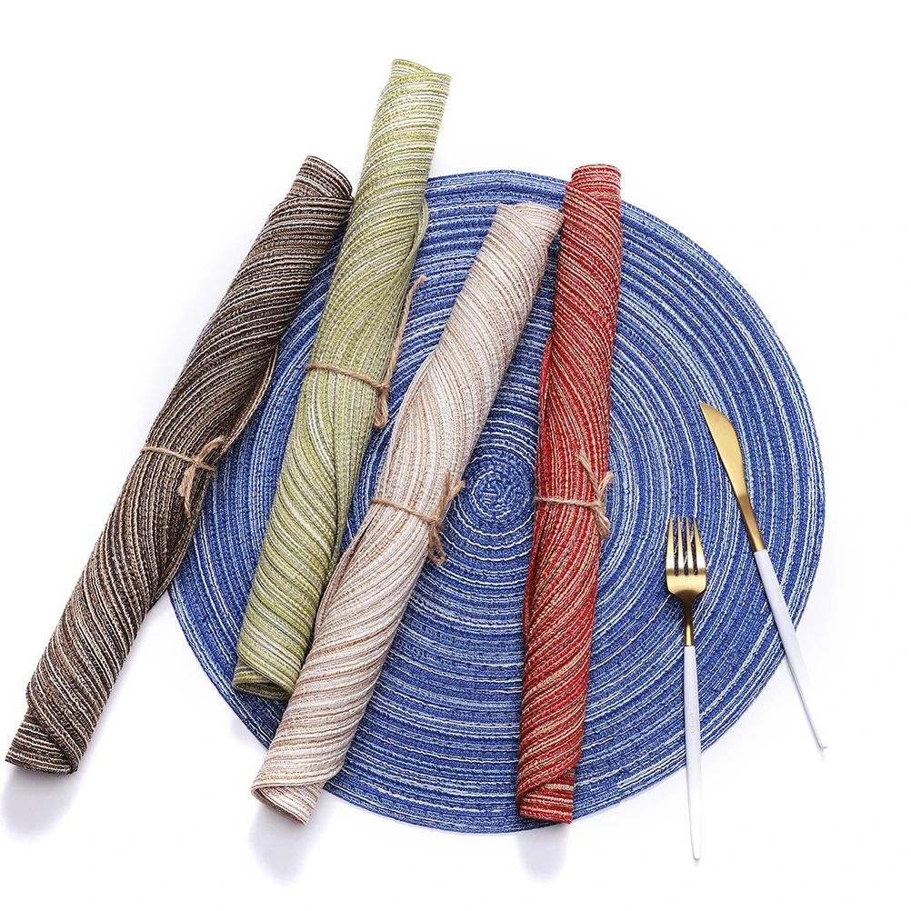 

Round Placemat 35 Cm Dining Table Mats Kitchen Anti Skid Heat Resistant Decor woven placemats cotton placemats