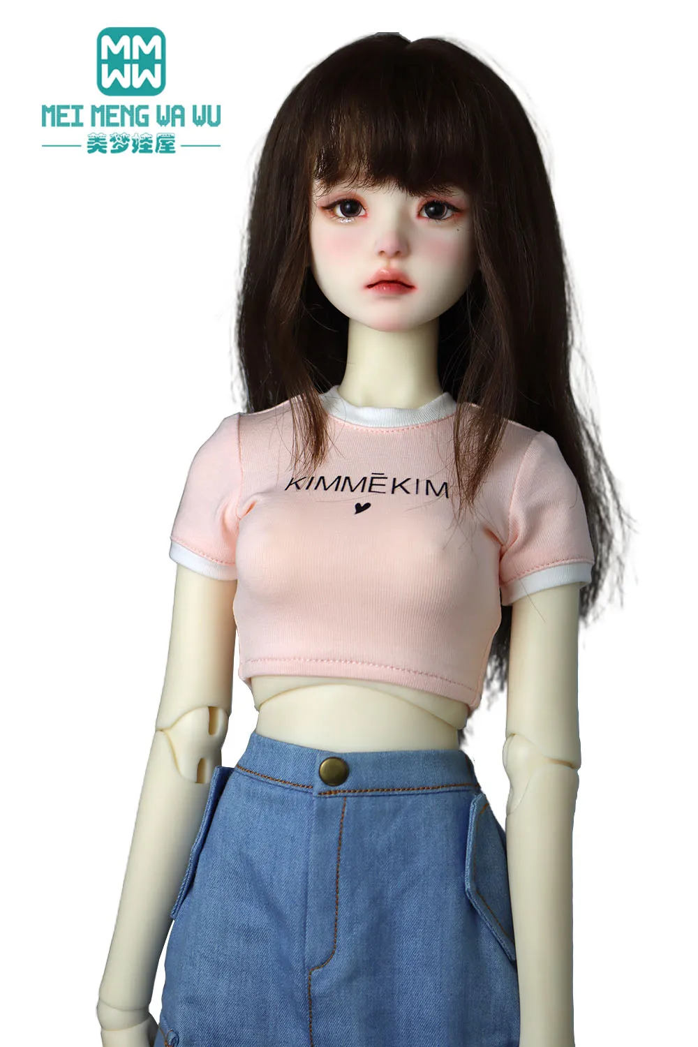 Pasuje do ubranek dla lalek BJD o wysokości 43-60 cm SD DD MSD Ball joint Doll Fashion T-shirt czarny, biały, różowy