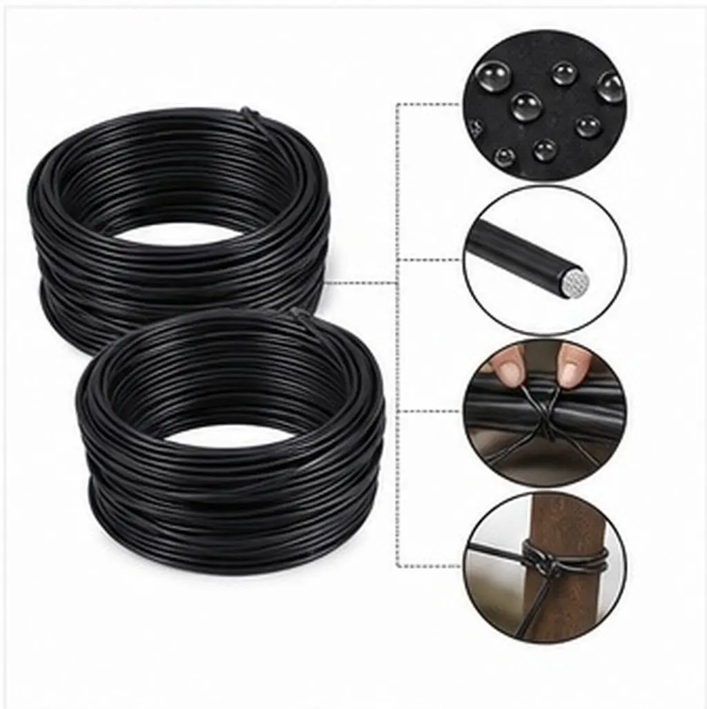 2 Rolls Thick Galvanized Iron Binding Wire with PVC Coating Strong Cable Ties for Electrical Cables Wire Organization and