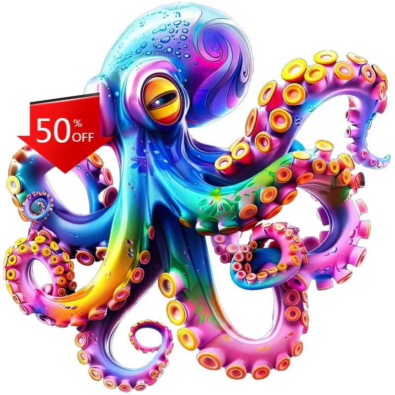 

Rainbow Octopus Sticker Beautiful Colorful Vivid Bright Summer Vibrant Eyes Waterproof Decals Styling Stickers Motorcycle Laptop