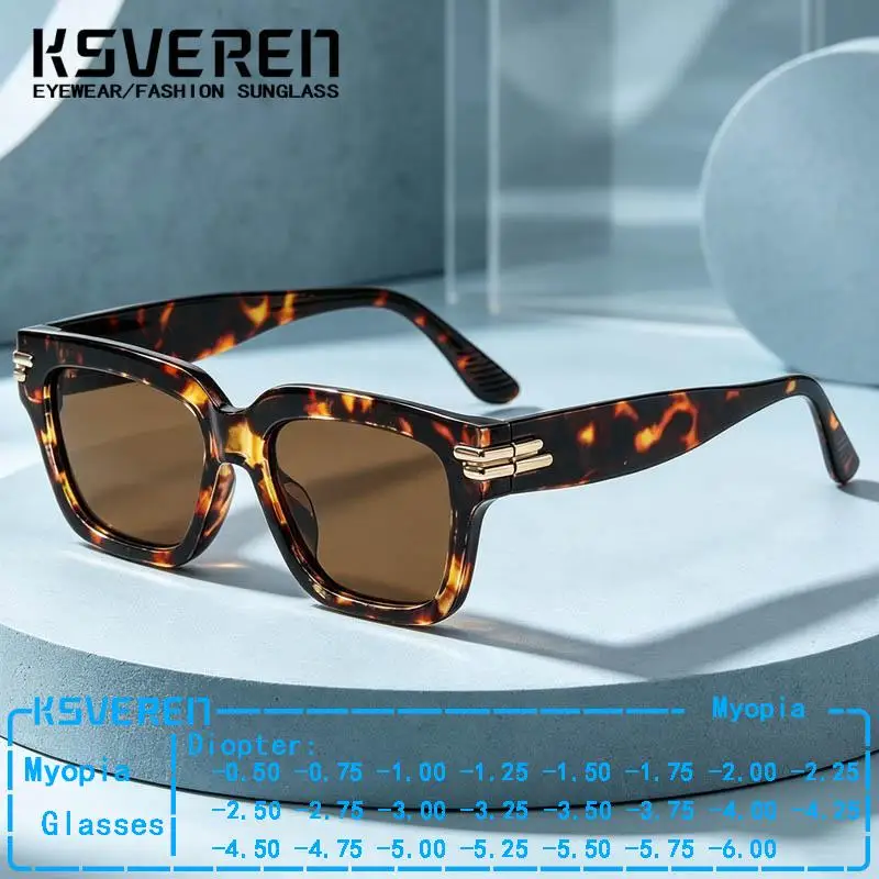 Tinted Tinted Thick Frame Tea Myopia Glasses Men Women Prescription Nearsighted Eyewear Full Frame Outdoor Shade Eyeglasses-0.5 To -6.0 - Aliexpress Deal