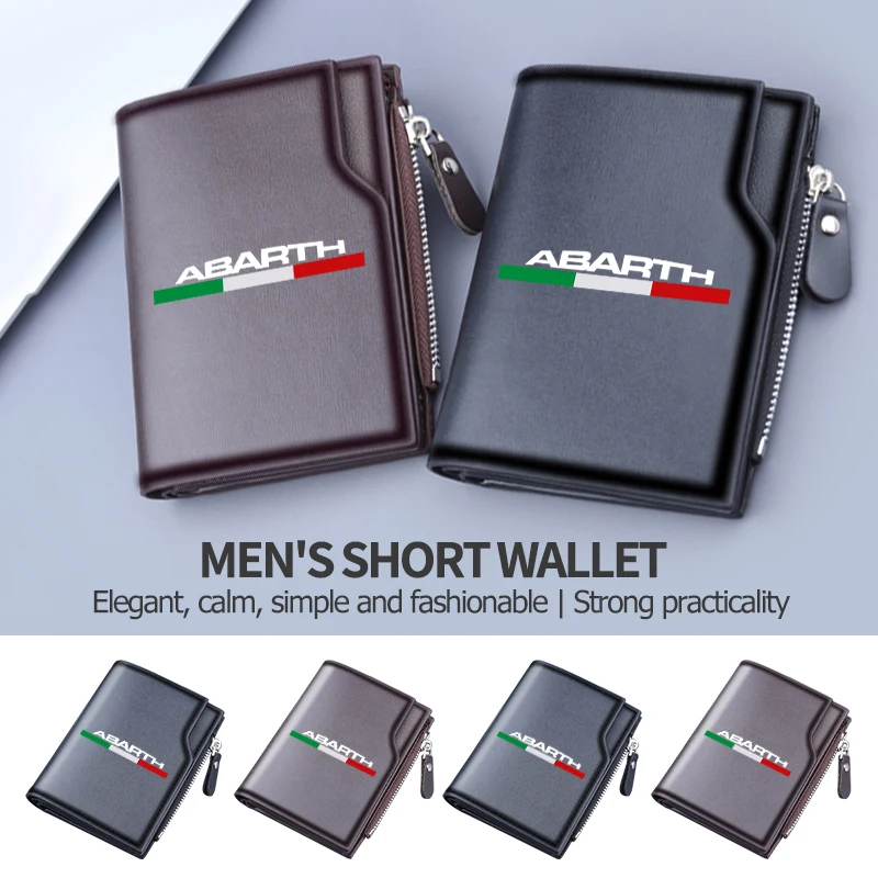 

For Abarth 3D Car Logo Mini Small Wallet Key Storage Bag Card Coin Purse 595 695 500 124 Spider 4S Panda 5CC TC