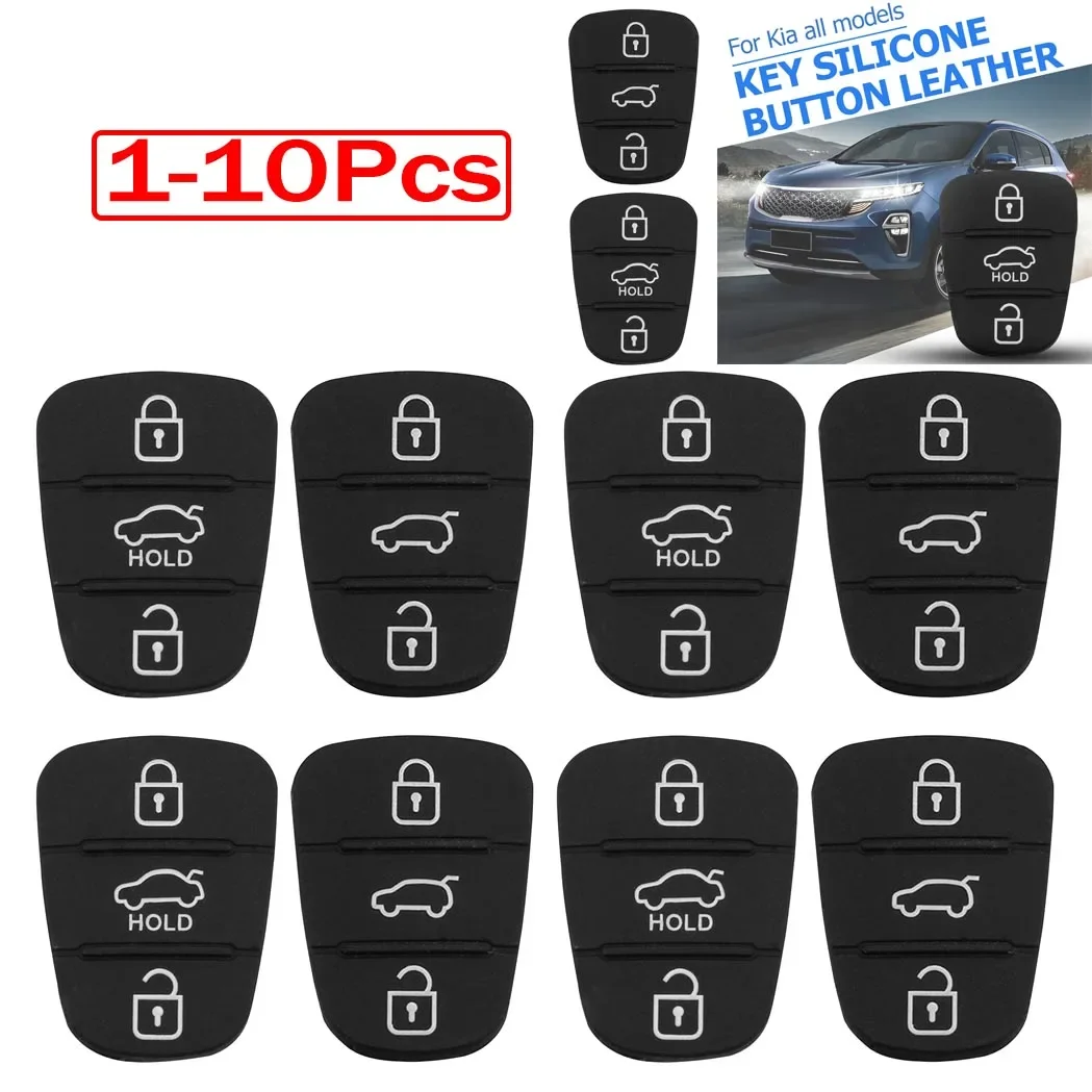 

1-10Pcs 3 Buttons Remote Key Fob Case Rubber Pad For Hyundai I10 I20 I30 IX35 for Kia K2 K5 Rio Sportage Ceed Key Case