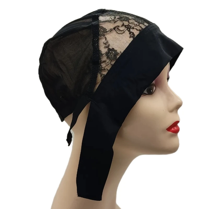 1PC Ice Silk Headband Wig Cap Single Layer Rose Lace Mesh Wig Grip Cap Glueless Base for DIY Headband Wig Making