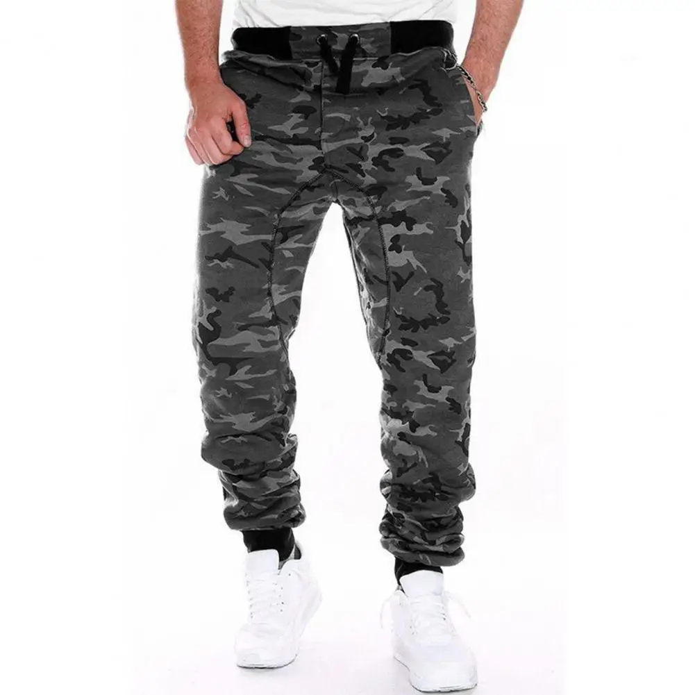 

Men Elastic Waist Pants Drawstring Waist Men Camouflage Print Men's Sweatpants with Drawstring Waist Quick Dry Fabric for Gym