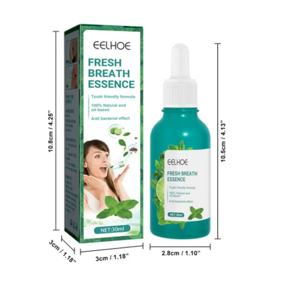 Piezas refrescante de aliento para hombres y mujeres, gotas de respiración fresca Oral, esencia de enjuague bucal, fórmula amigable con los dientes, ingredientes 100% naturales, 1/3