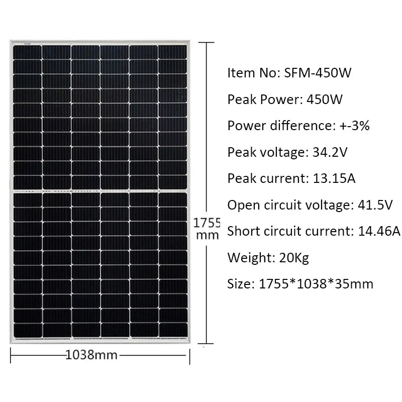 Solar Panel 450W 4500W 9000W Monocrystalline Solar Battery Charger Grid Solar System Home  Car Caravan Camping Boat Motorhomes