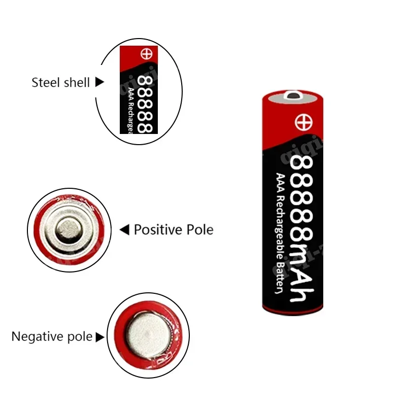 88888 MAh High Capacity AAA Grade Rechargeable Battery, Original 1.5V, Suitable for LED Lights, Toys, MP3, and Other Devices