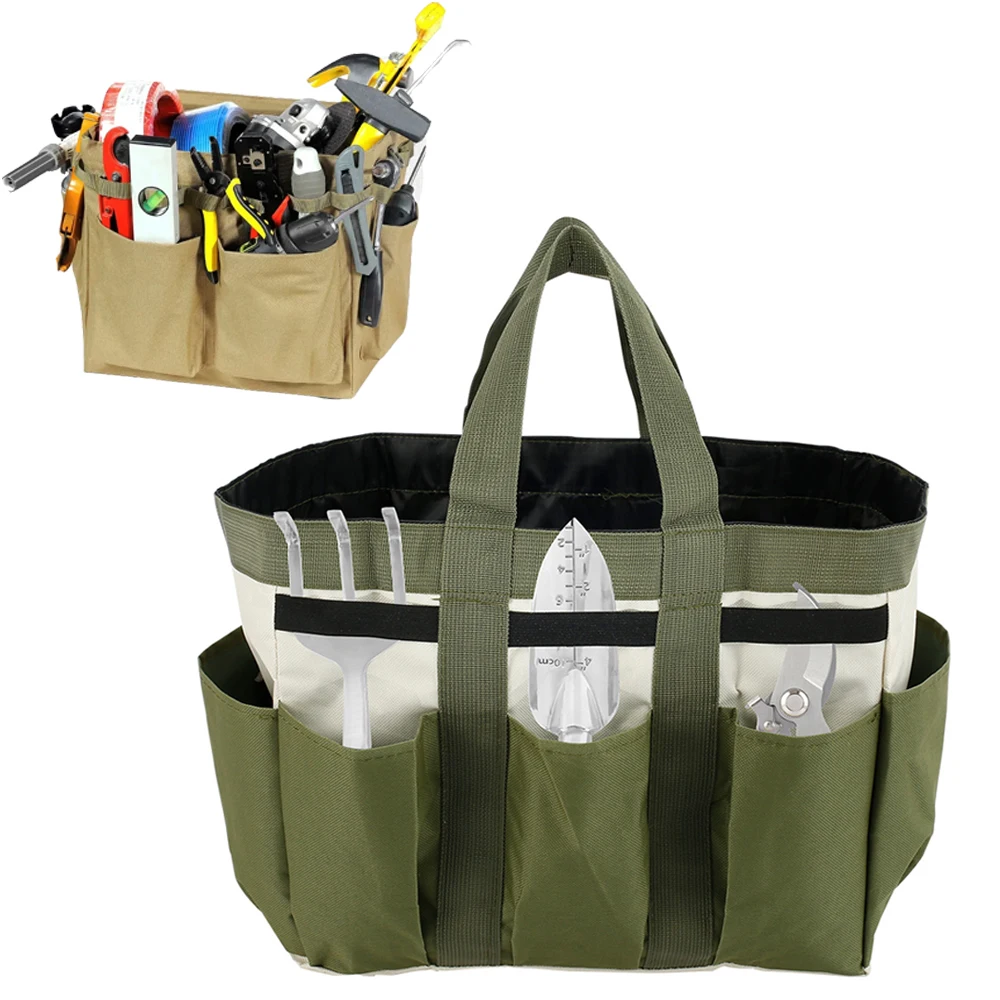 With Pockets Garden Tool Bag Portable Organizer Durable Multi-Purpose Heavy Duty Large Capacity Reusable Indoor Oxford Cloth