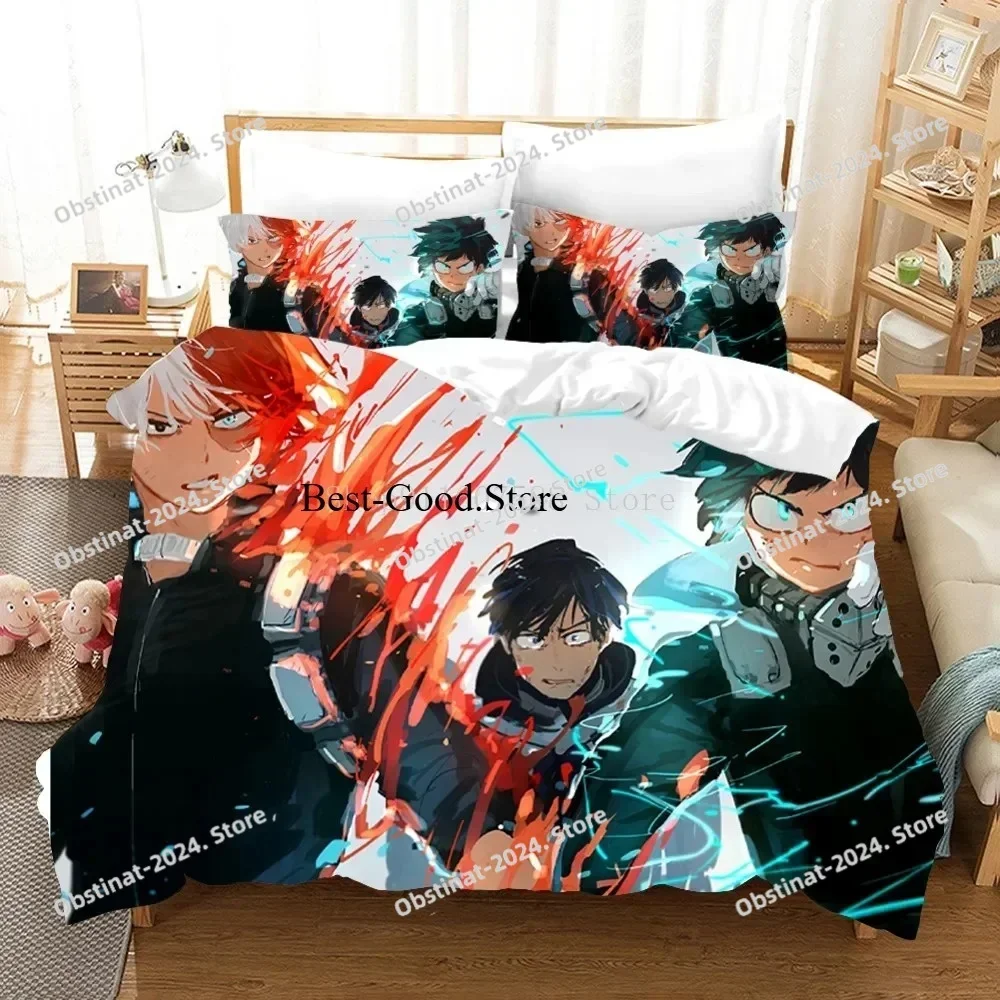 

Japan Anime My Hero Academia Printed Bedding Set Cartoon Duvet Covers Pillowcases Comforter Bedding Set Bedclothes Bed Linen