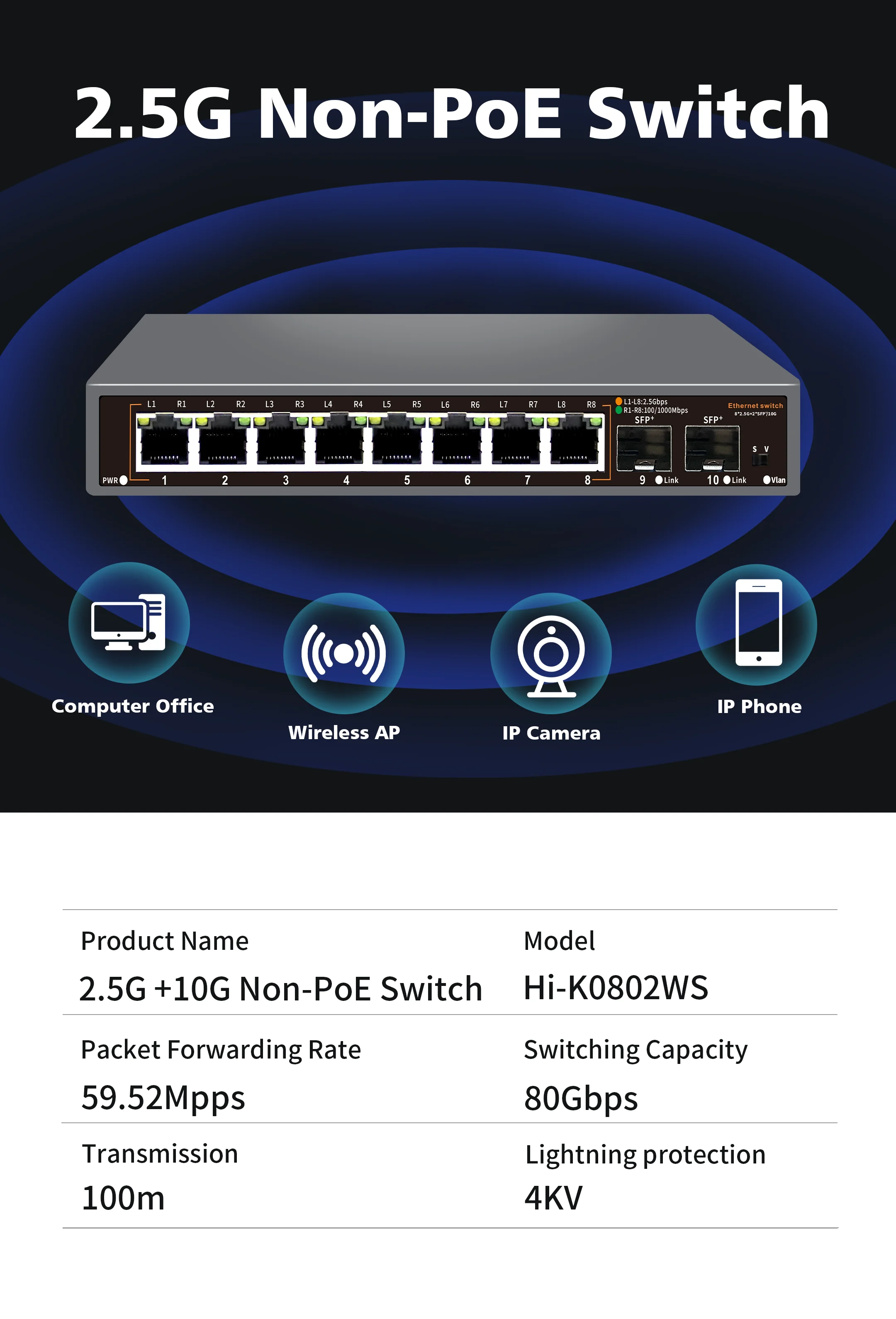 Hisource 8포트 2.5G 이더넷 스위치, POE - 8 Port 2.5G Switch Unmanaged 리뷰 및 가격
