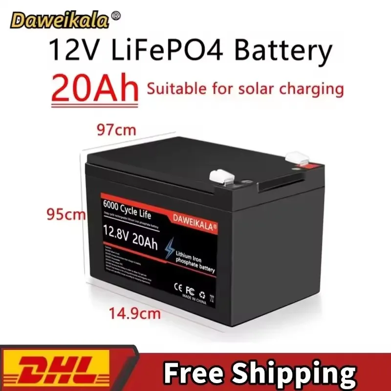 

12V 20Ah Battery LiFePO4 DeepCycle Rechargeable Battery With 20A BMS For Solar Wind Power camping equipment Ride-on Toy