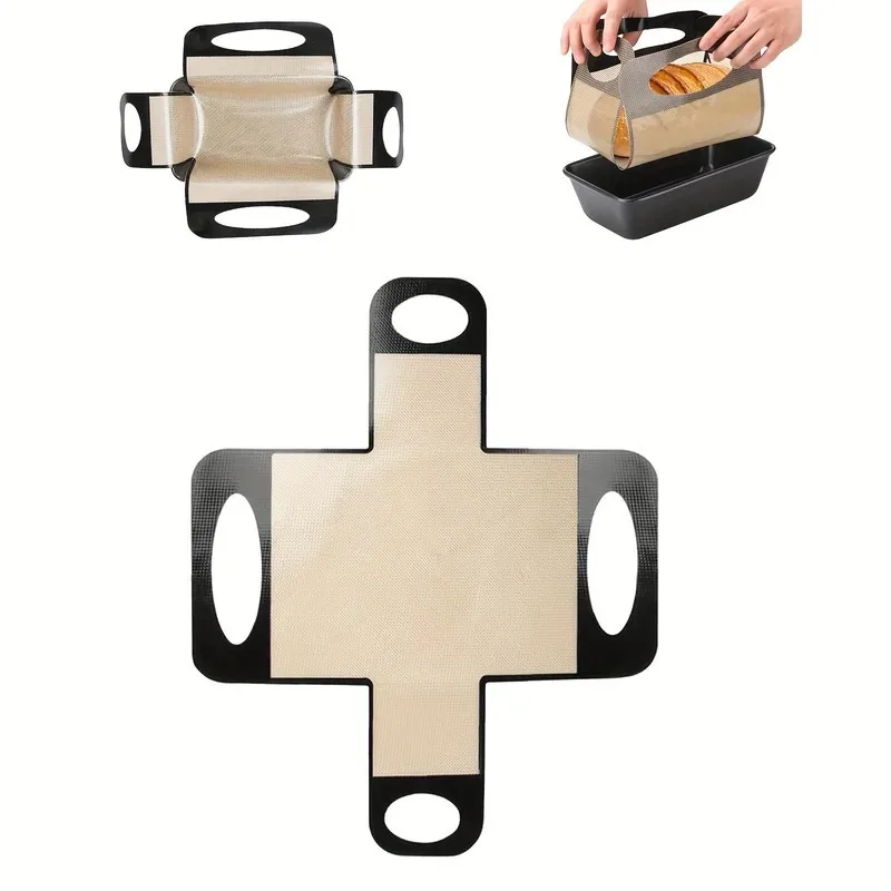 

Многоразовый силиконовый вкладыш для сковороды для хлеба, пищевой силиконовый строп для хлеба, подъемники для сковороды для буханки - легко очищаемый инструмент для переноса теста