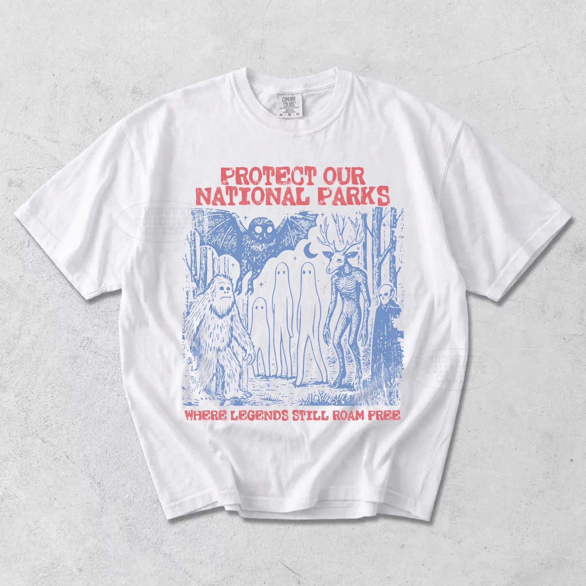 Cryptid National Parks Shirt Retro Wanderlust Shirt Fantasy Creatures Tee 90s Protect Our Parks Vintage Camping Hiking Tee