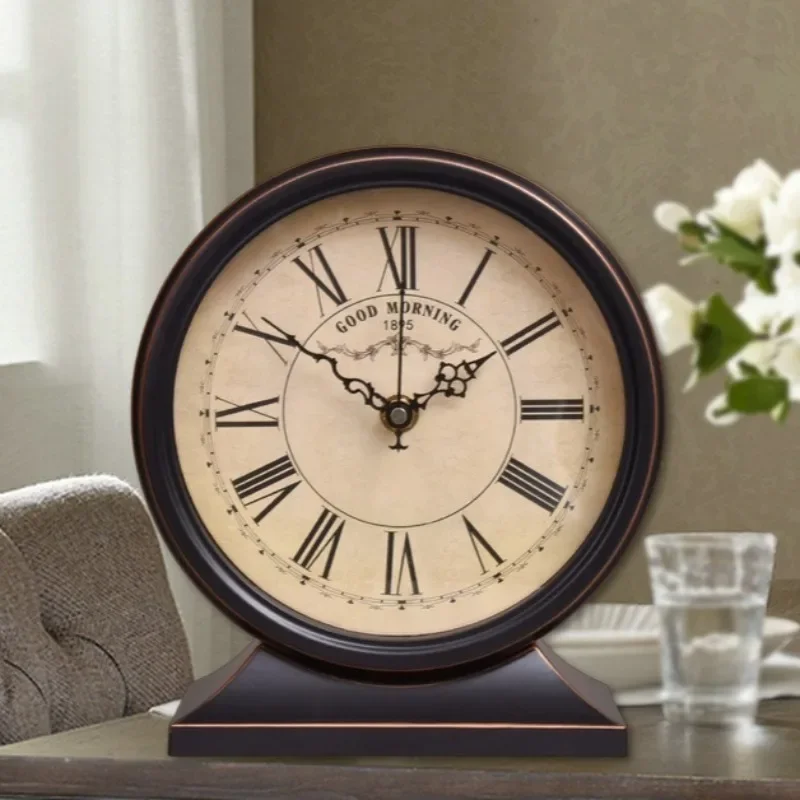 Retro Table Clock Mechanical Desk Clocks Silent Aesthetic Tabletop Clock Decorative Desk Watch Interior Vintage Accessories