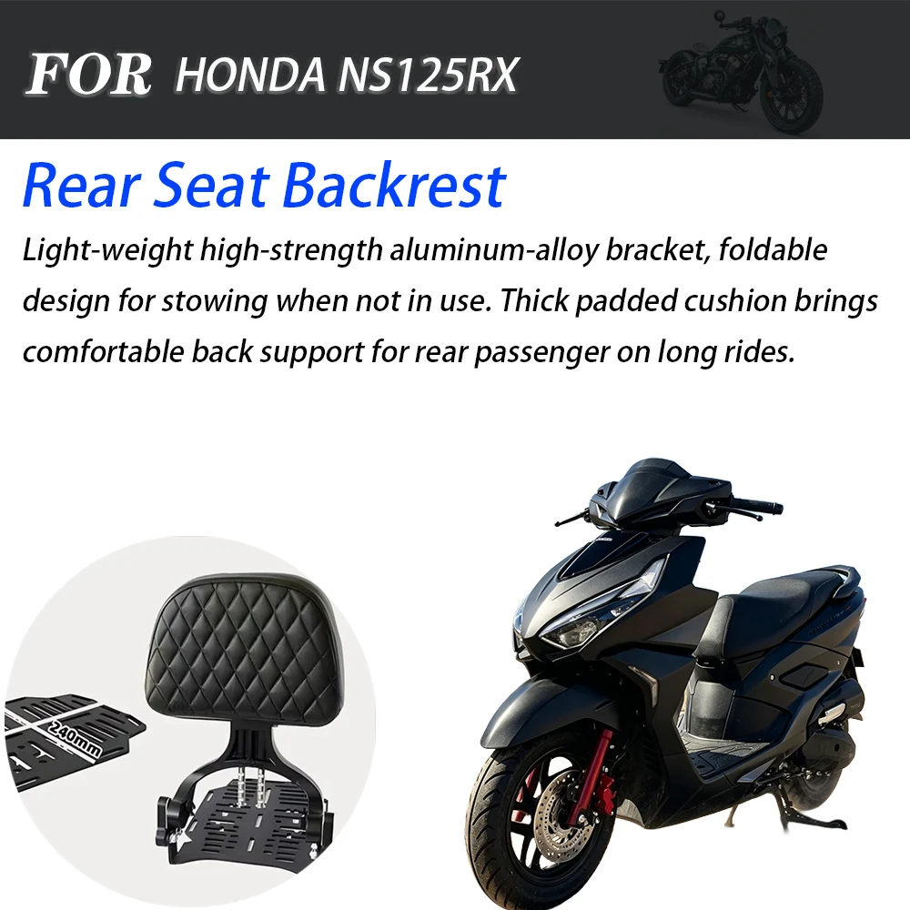 Heavy‑Duty Custom‑Fit Passenger Backrest With Padded Cushion For HONDA NS125RX Scooter Replacement Mod Parts