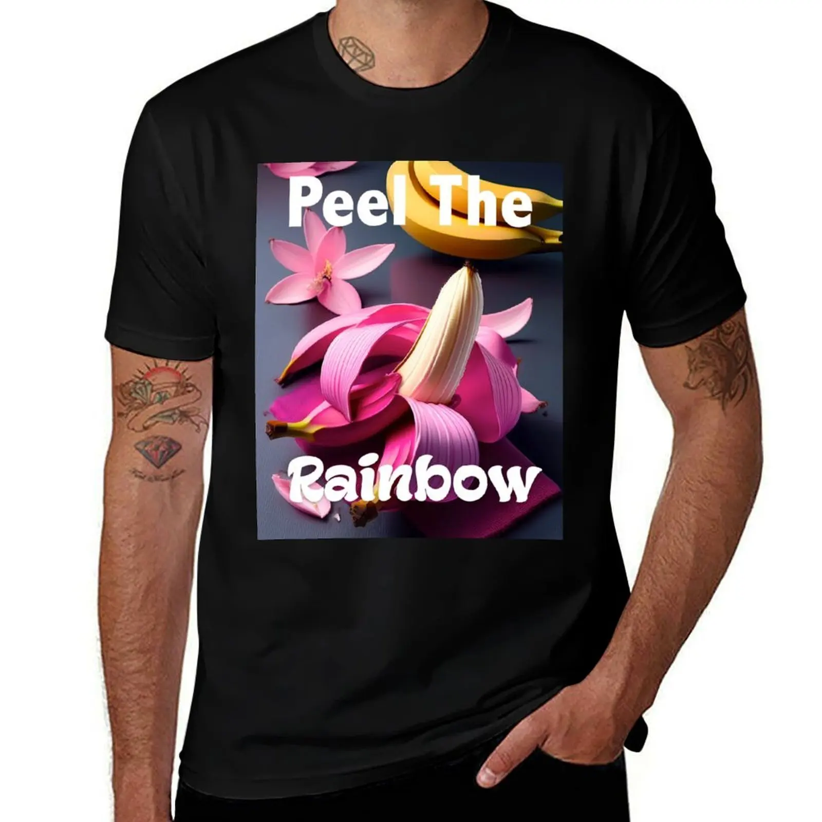 

Peel The Rainbow Pride Banana Whipped Cream On Top June rainbow lgbtq+ love is love T-Shirt tops mens cotton t shirts