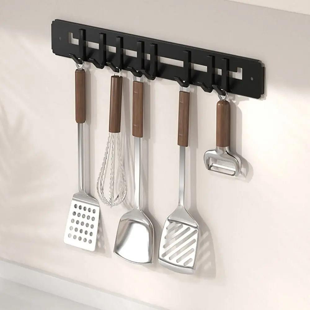 

Carbon Steel Utensils Storage Row Hook Wall Mounted Space Saving Towels Robe Hook Large Capacity Door Back Clothes Hook