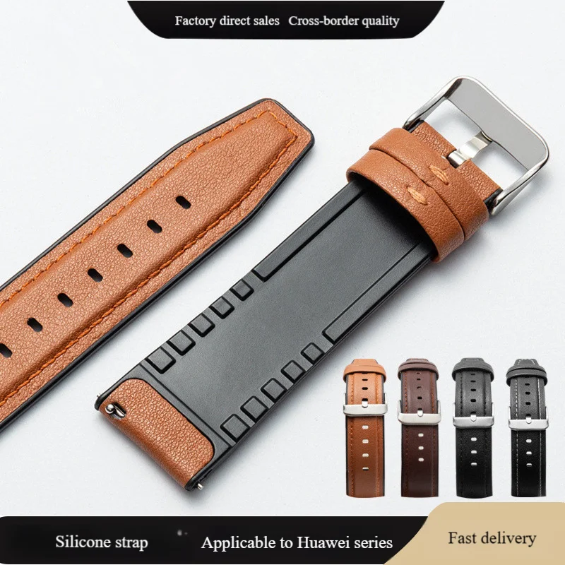 

Men Women Bracelets 20mm 22mm Universal Straps Leather Silicone Watch Band Smart Accessories Replace Belt for Xiaomi Huawei