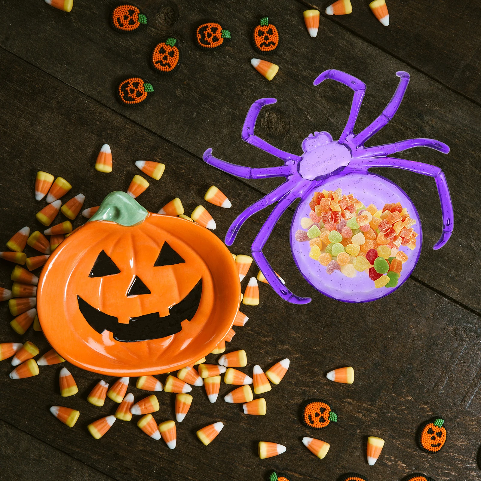 

Halloween Spider Shape Dessert Reusable Food Bread Fruit Holder Cartoon Design Abs Material Fine Details Party