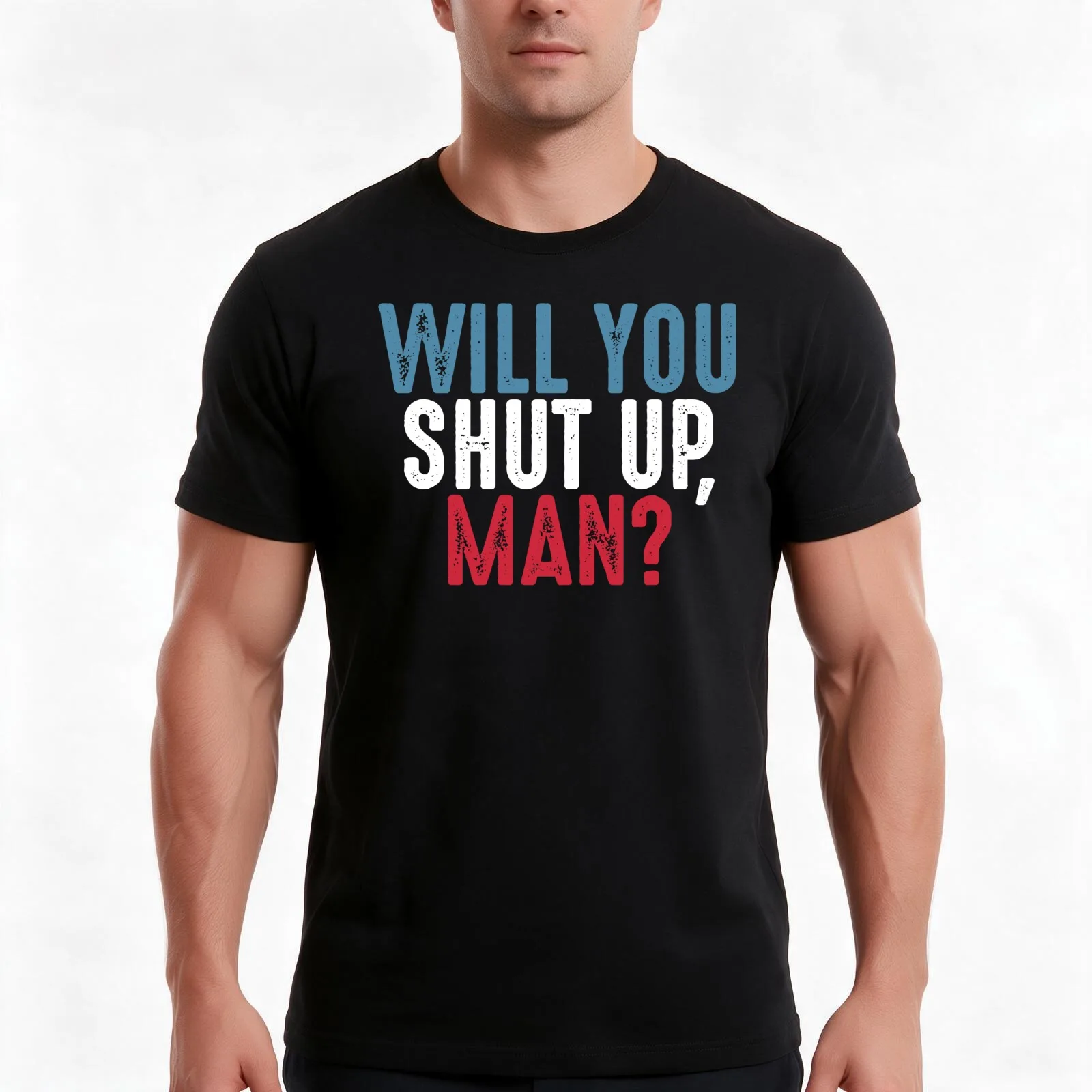 Will You Shut Up Man? Biden Debate Quote T-Shirt, Summer Casual Cotton Tee, Oversized Streetwear Tops, Vintage Graphic Print