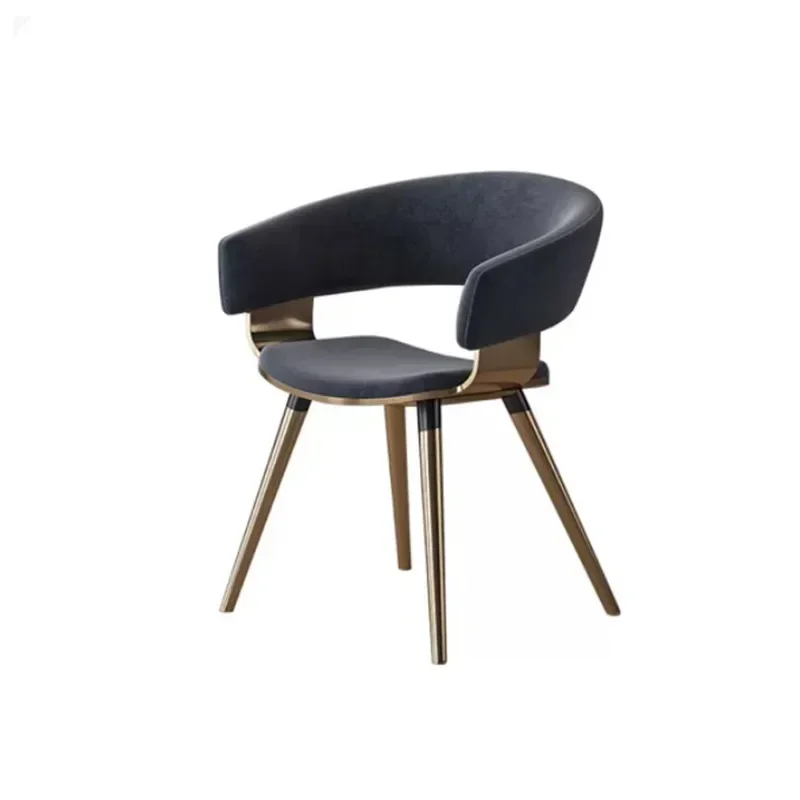Italian light luxury modern simple home dining chair villa model room soft decoration designer stainless steel living room dinin