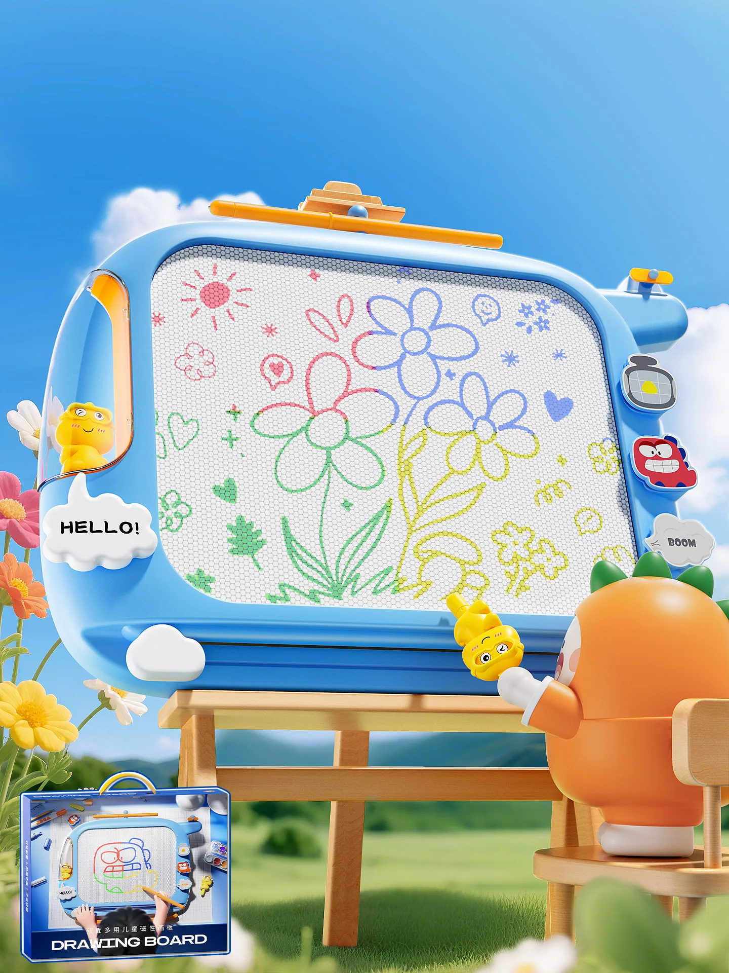 Planche à dessin magnétique pour enfants, jouet éducatif sensoriel avec effaçable, créativité artistique parfaite pour enfants, cadeaux Montessori de 3 ans
