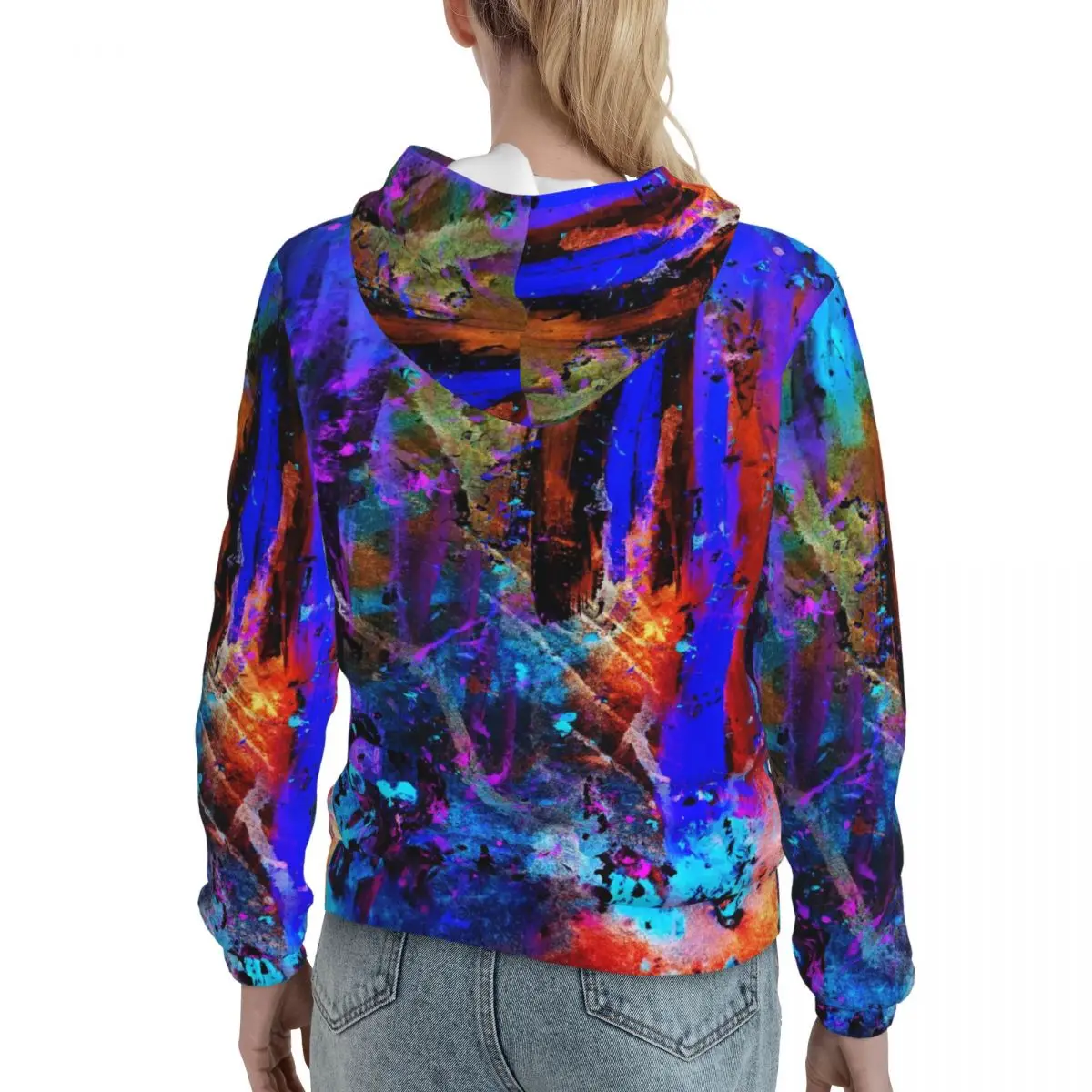 Mulheres Arco-íris Splatter Arte Hoodies, salpicos coloridos, pulôver estético, moletons casuais extragrandes, Streetwear outono