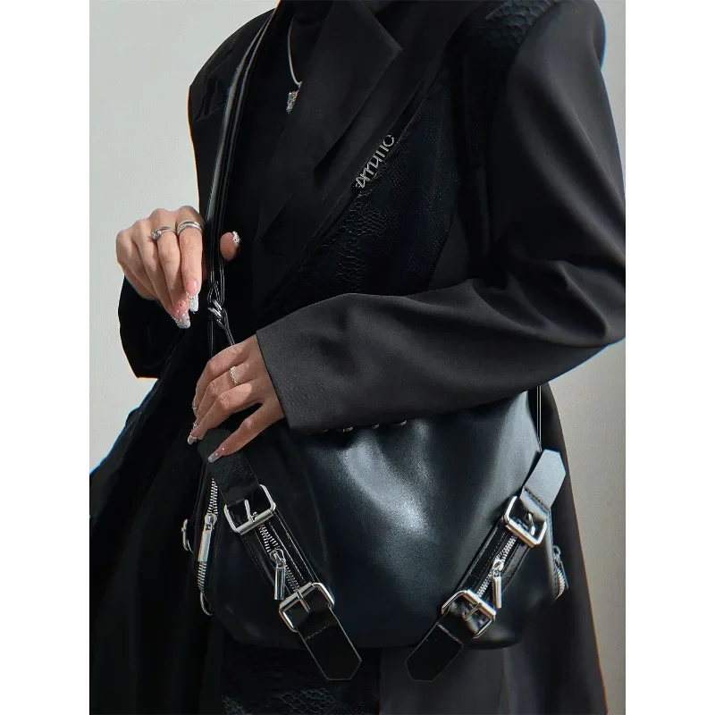 Xiuya Gothic Fashion Shoulder Bag for Women Y2k Punk Designer Luxury Crossbody Bag Casual Vintage Aesthetic New Female Handbag