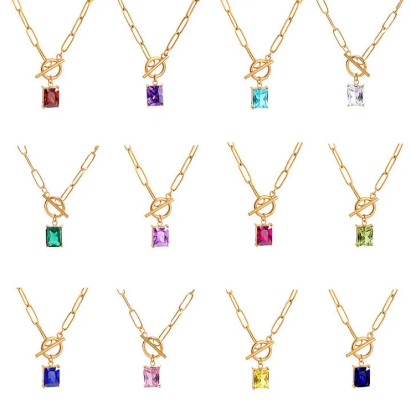 Hot-Selling Twelve Birthstone Necklace Month Fashion Birthstone Collarbone Chain for Women