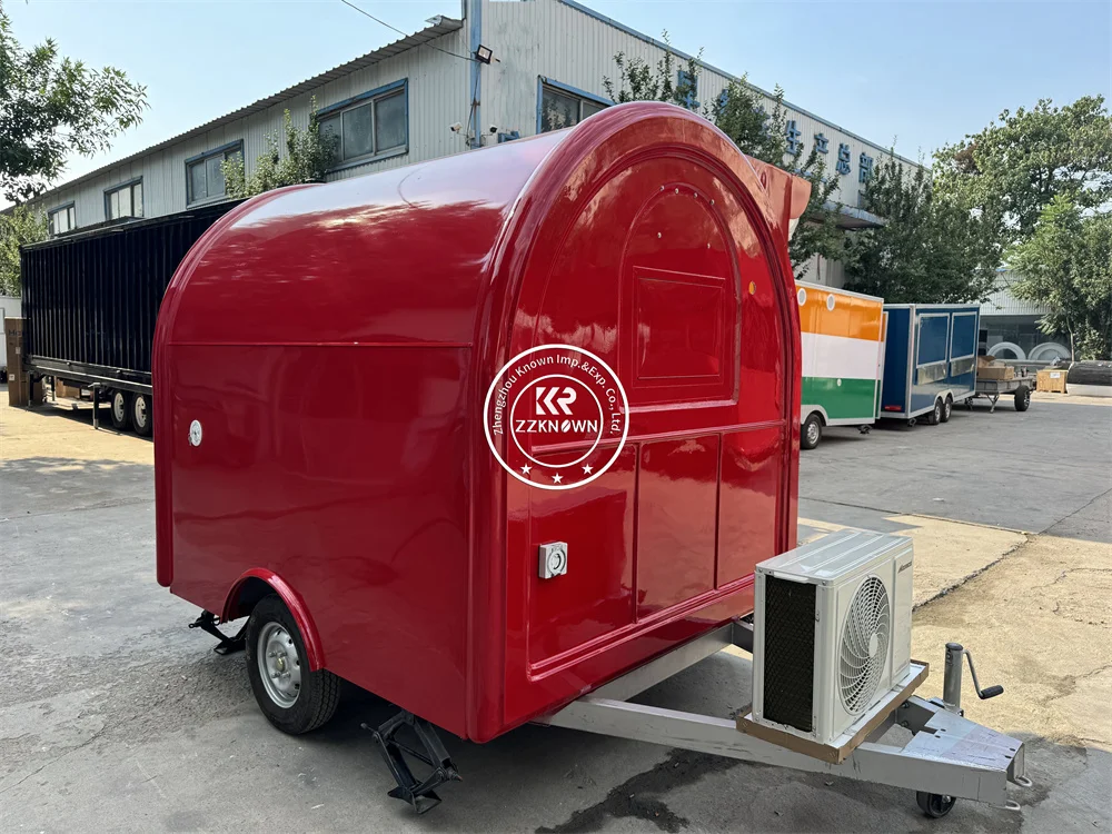 ที่กําหนดเองรถพ่วงอาหารขนมพิซซ่า Kiosk สัมปทานกาแฟรถเข็นสุนัขร้อนเต็มอุปกรณ์ครัวรถบรรทุกอาหาร Van