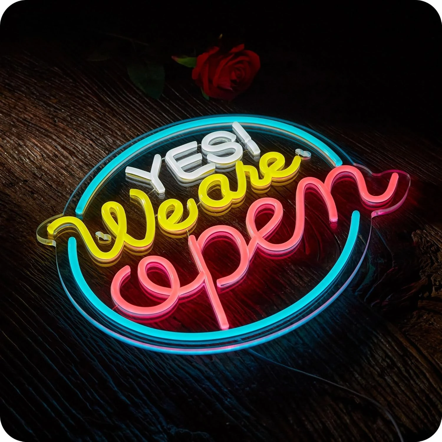 Yes We Are Open Neon Sign USB Dimmable LED Neon Light for Tattoo Salon Studio Shop Business Logo Commercial Street Decor Gift