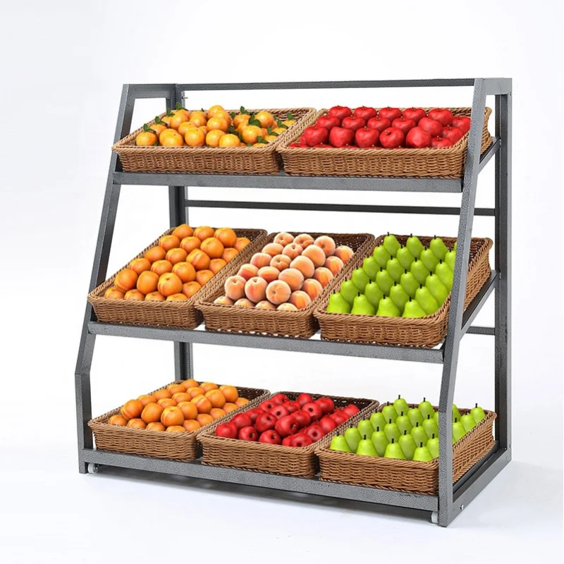 custom.Heavy Duty Supermarket Shelves Metal Display Rack Promotion Table Stacking Racks Store Shelves Fruit and Vegetables Rack