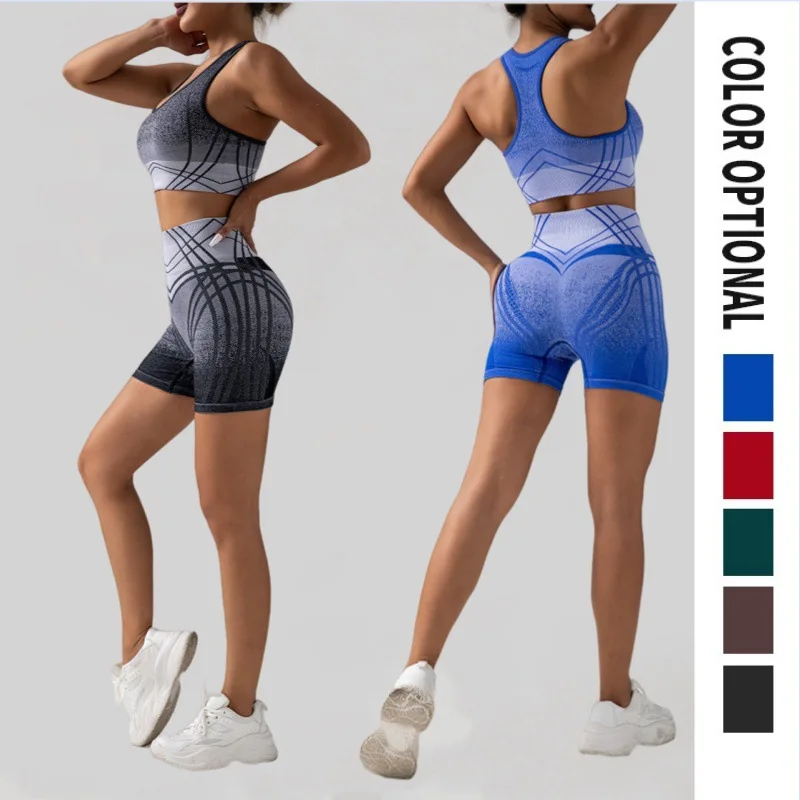 

Gradient Yoga Set for Women, High Waist Shorts and Sport Tank Top