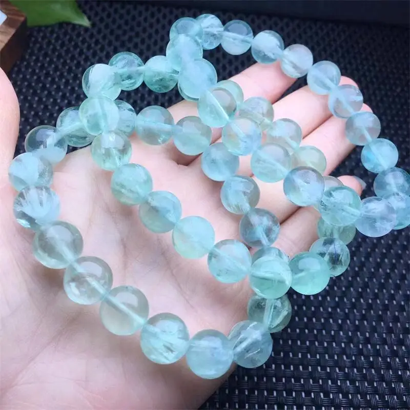 10MM Natural Green Feather Fluorite Quartz Bracelet Women Reiki Healing Fengshui Elastic Yoga Energy Wristband Jewelry Gift