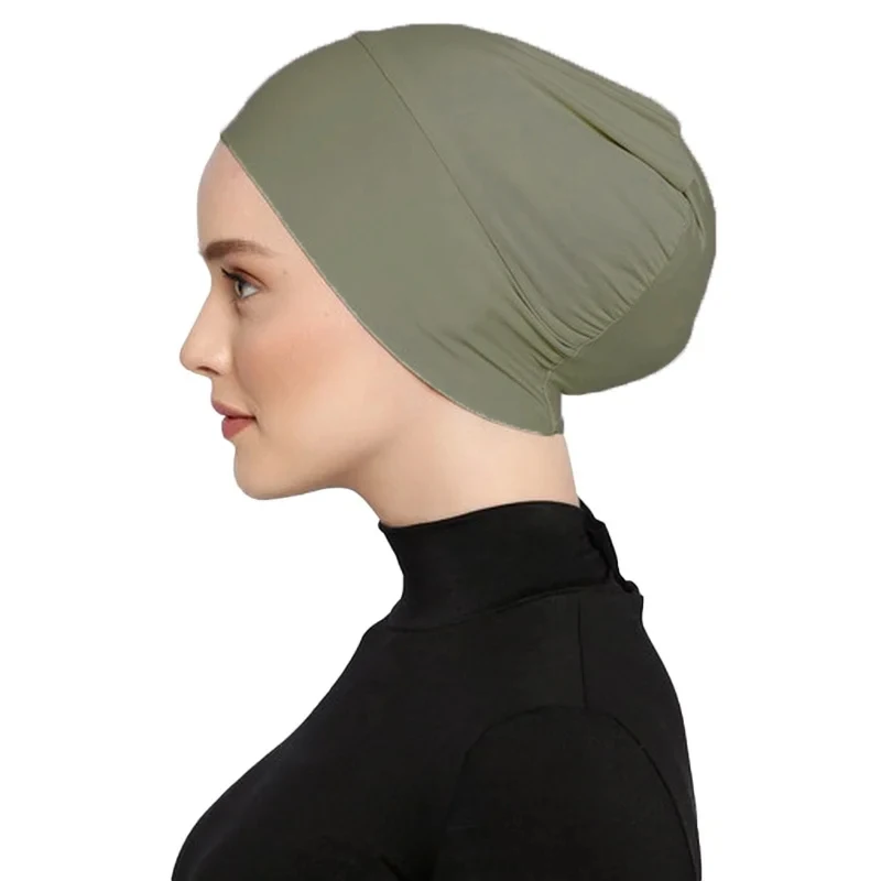 2024 Muslim solid color modal mercerized cotton elastic base cap elastic breathable comfortable base cap headscarf turban