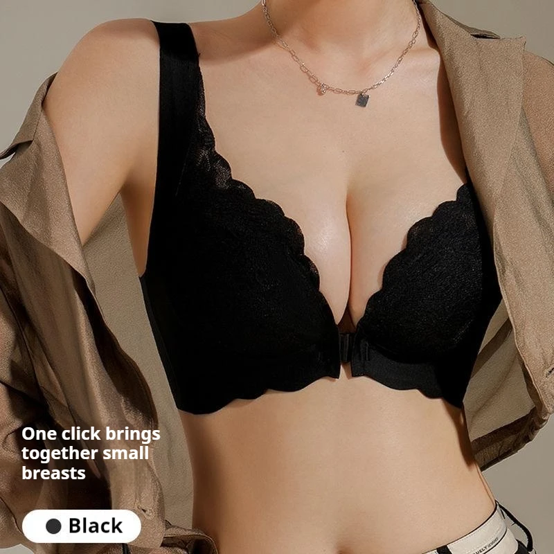 Bra Lift & Shape Bra for Small Busts Lingerie Comfort Basic Minimalist Front-Closure Adjustable Vest Style Anti-Sagging Side