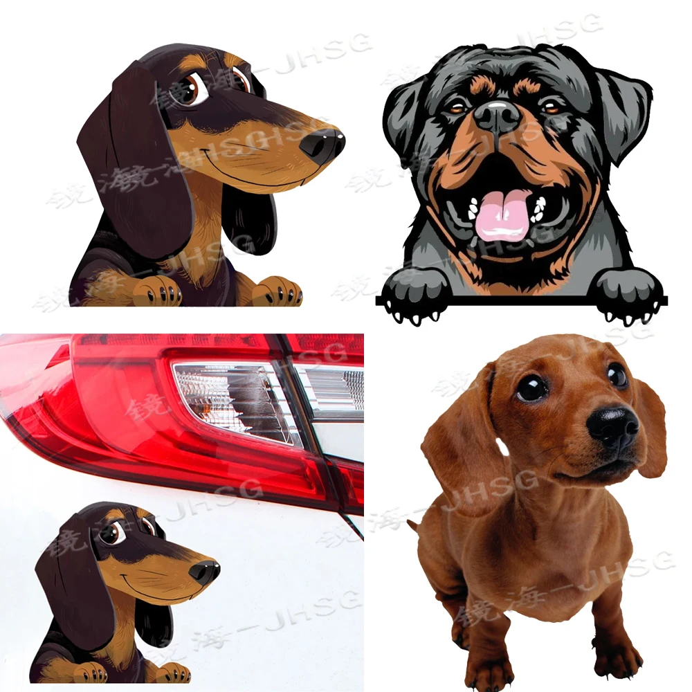 17CM Self-adhesive Flower Sausage Dog Car Sticker Bumper Rear Window Laptop Waterproof Car Decoration External Accessories