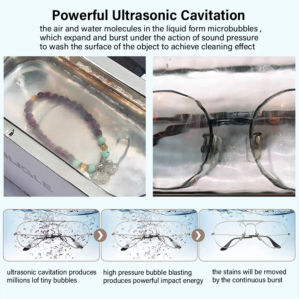 Ultrasonic Cleaner 50W Ultrasonic Glasses Jewelry Cleaner 500ML Ultrasonic Cleaning Machine Ultrasound Washing Bath For Glasses