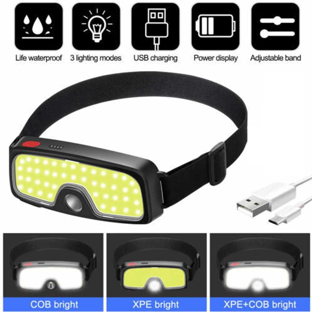 

Powerful LED Portable Lighting light Headlamp USB Rechargeable Built-in Battery Outdoor Fishing Camping Lantern Waterproof Torch