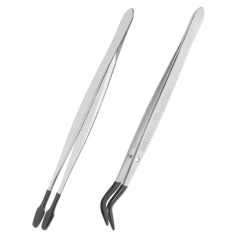 

2Pcs Fine Tip Stamp Tweezers Non-Slip Handle Craft Tweezers for Bead Work Jewelry DIY Eyelash Extension Precision Tool