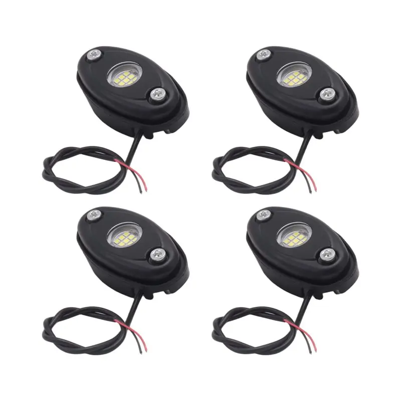 A02Q-4Pcs 9LED Super Bright Rock Light Kit LED Waterproof LED Neon Underglow Light For Off Road Truck Boat