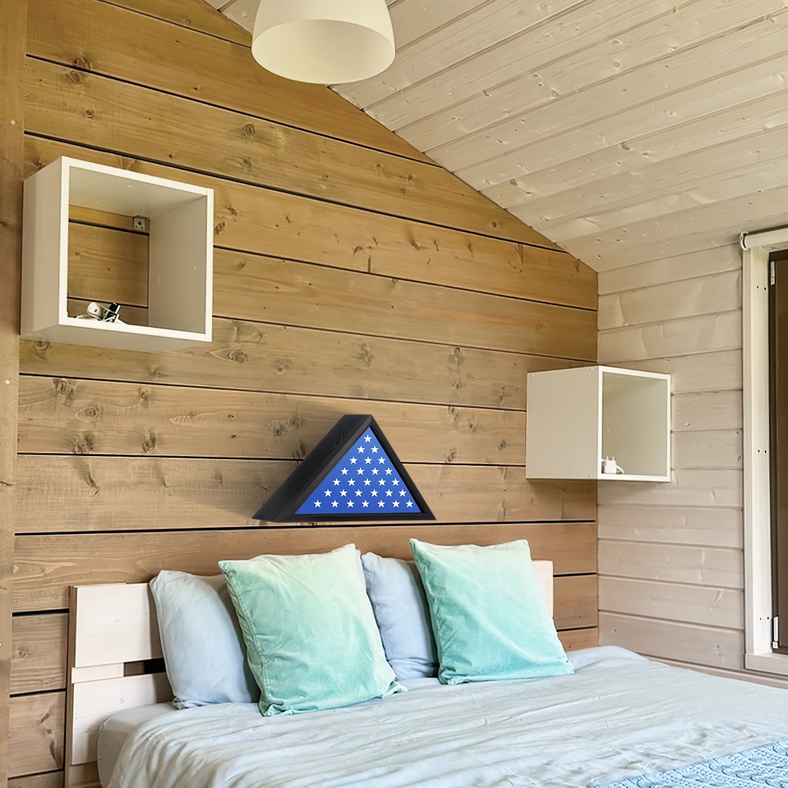 

Wooden Display Case Storage Box Triangular Design Protective Cover Construction Country Style Decor For Living Room