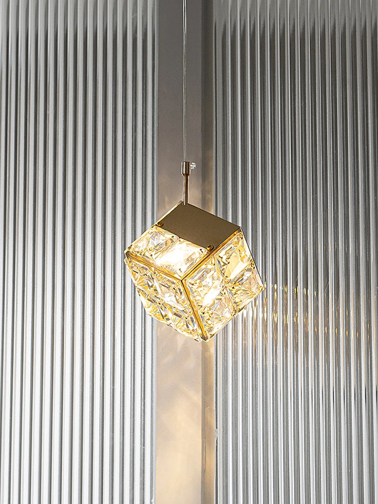 

Modern Crystal Bedroom Headboard Long Chandelier Dandelion Dining Room Bedroom Atmosphere Water Cube Lamp