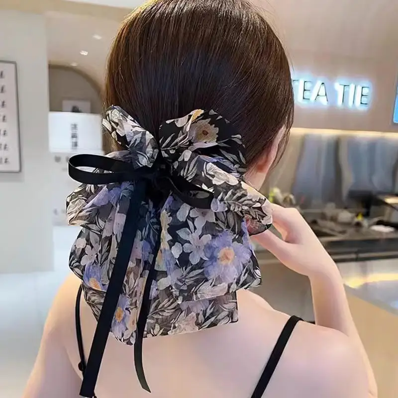 

1PC Fashion Chiffon Floral Bow Hair Claws Women Girls Party Hair Bow Elegant Hair Accessorie Ponytail Clip Hairpin