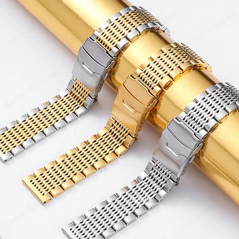 Massives Metallband 18mm 20mm 22mm 24mm Edelstahl armband Universal armband für Samsung Uhr 4/5/3 Gürtel für Seiko Armband – Detail 3