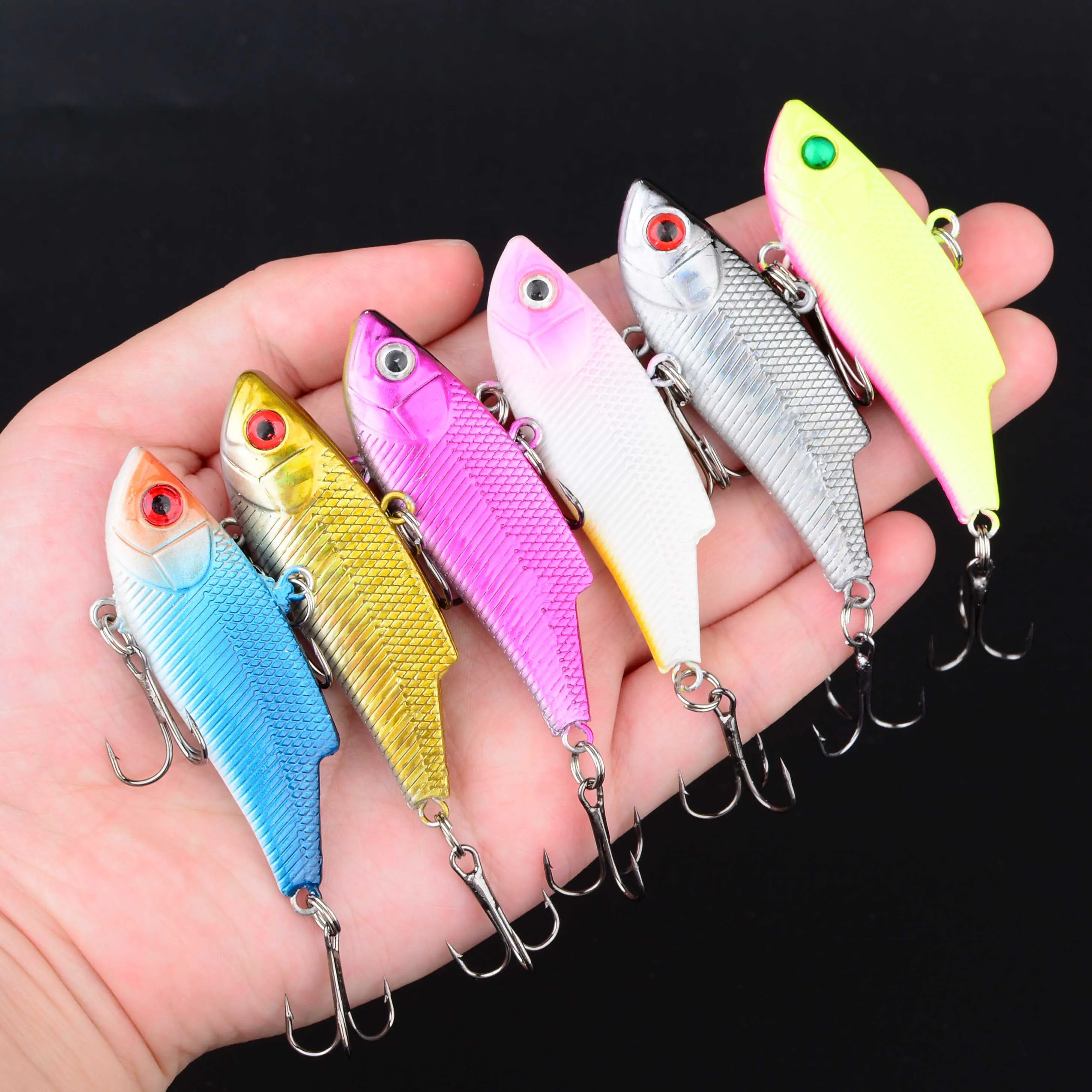 6 قطعة VIB الصيد إغراء السباحة أسماك المتذبذب الطعم الثابت الاصطناعي cranbait الشتاء البحر الصيد باس الغوص الطعم