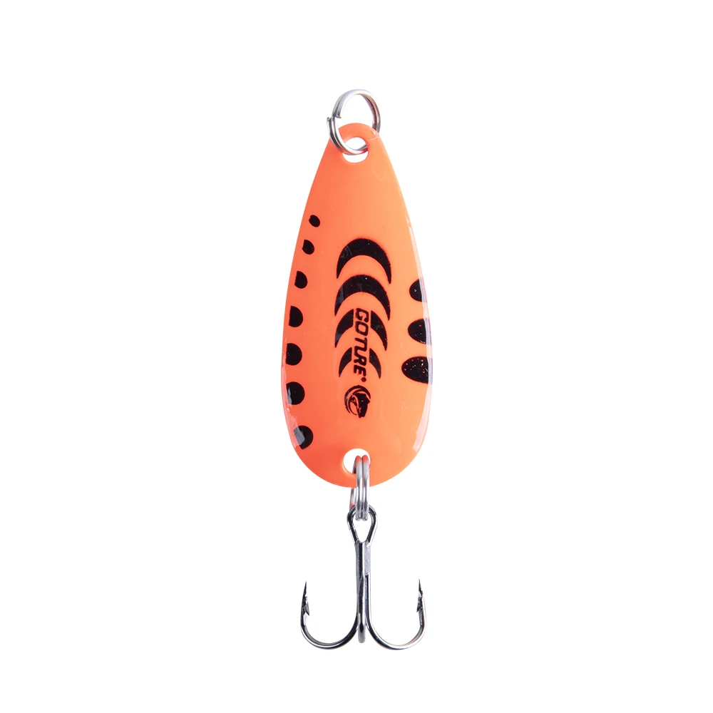 1Pcs Fishing Spoon Lures Set with Treble Hooks - 3D Eyes Metal Spoons for Bass Trout Salmon Freshwater Saltwater Tackle