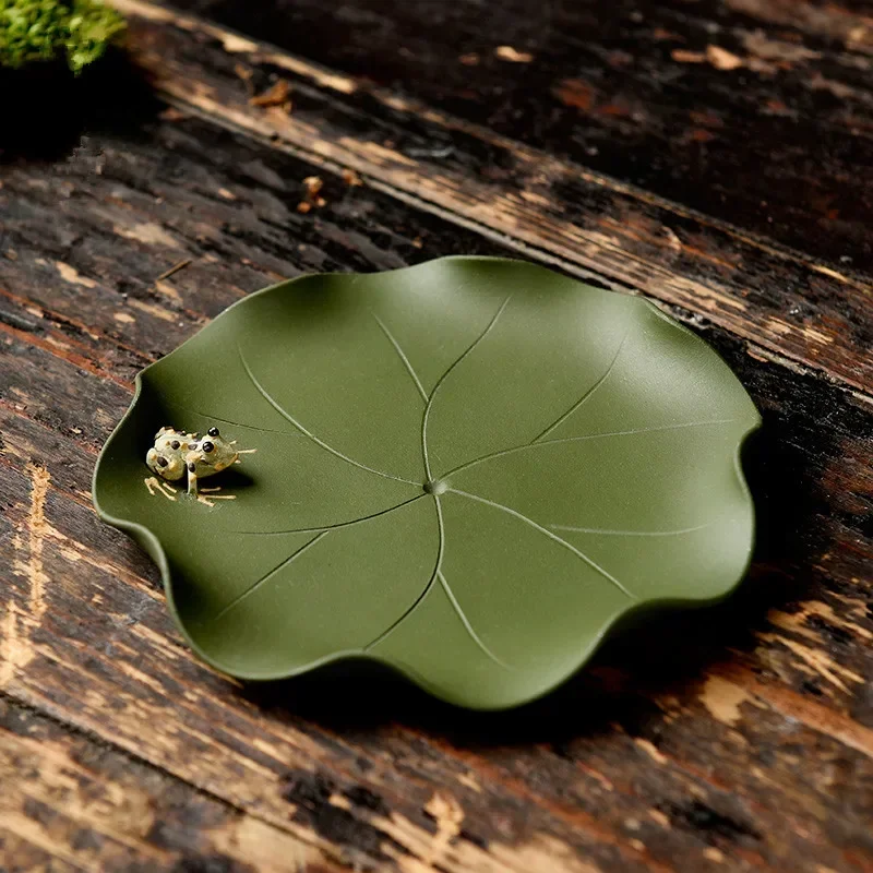 Yixing Purple Sand Frog Lotus Leaf Coaster Cup Saucer Handmade Saucer Tea Pot Base Tea Ornaments Kung Fu Tea Set Coasters